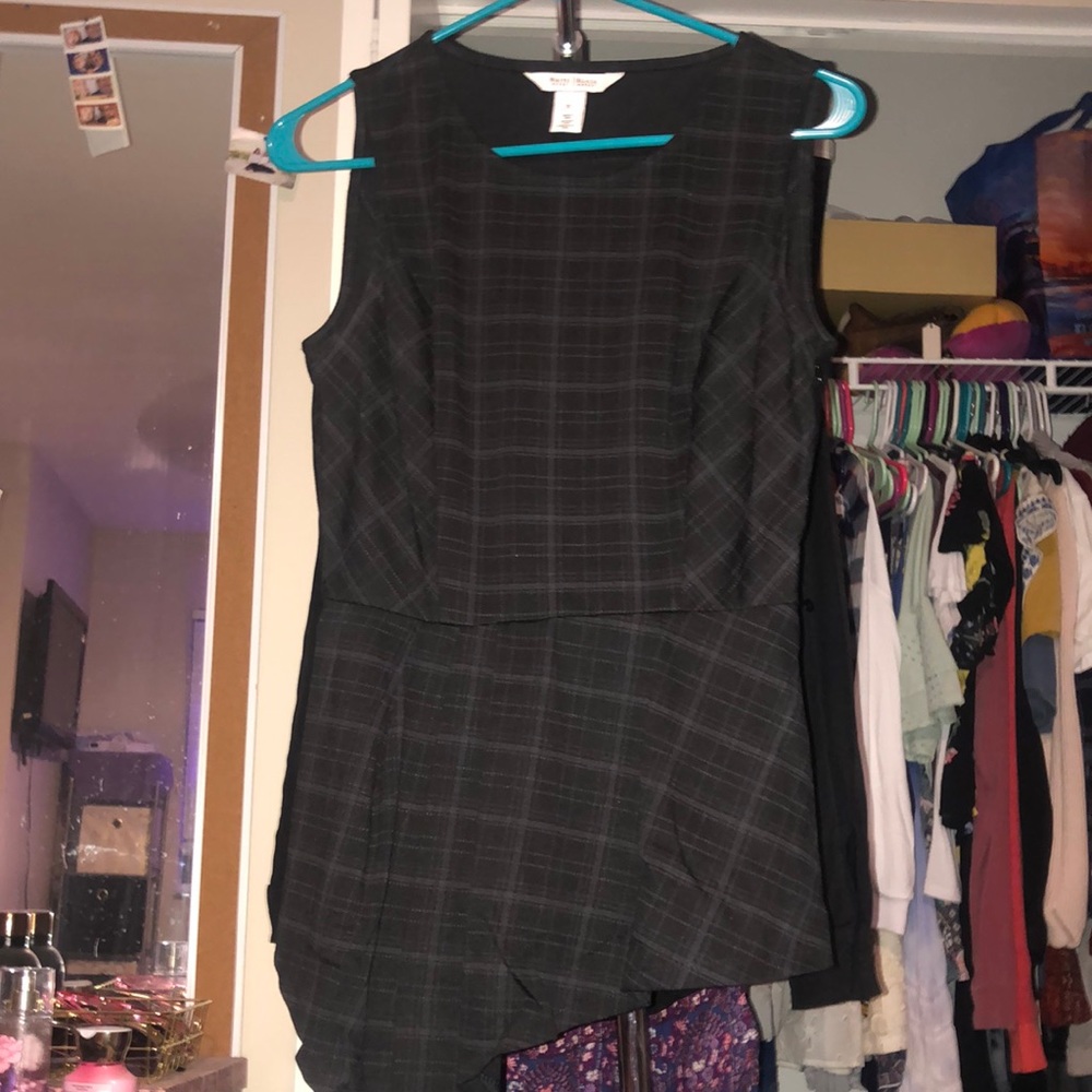 Asymmetrical plaid blouse
